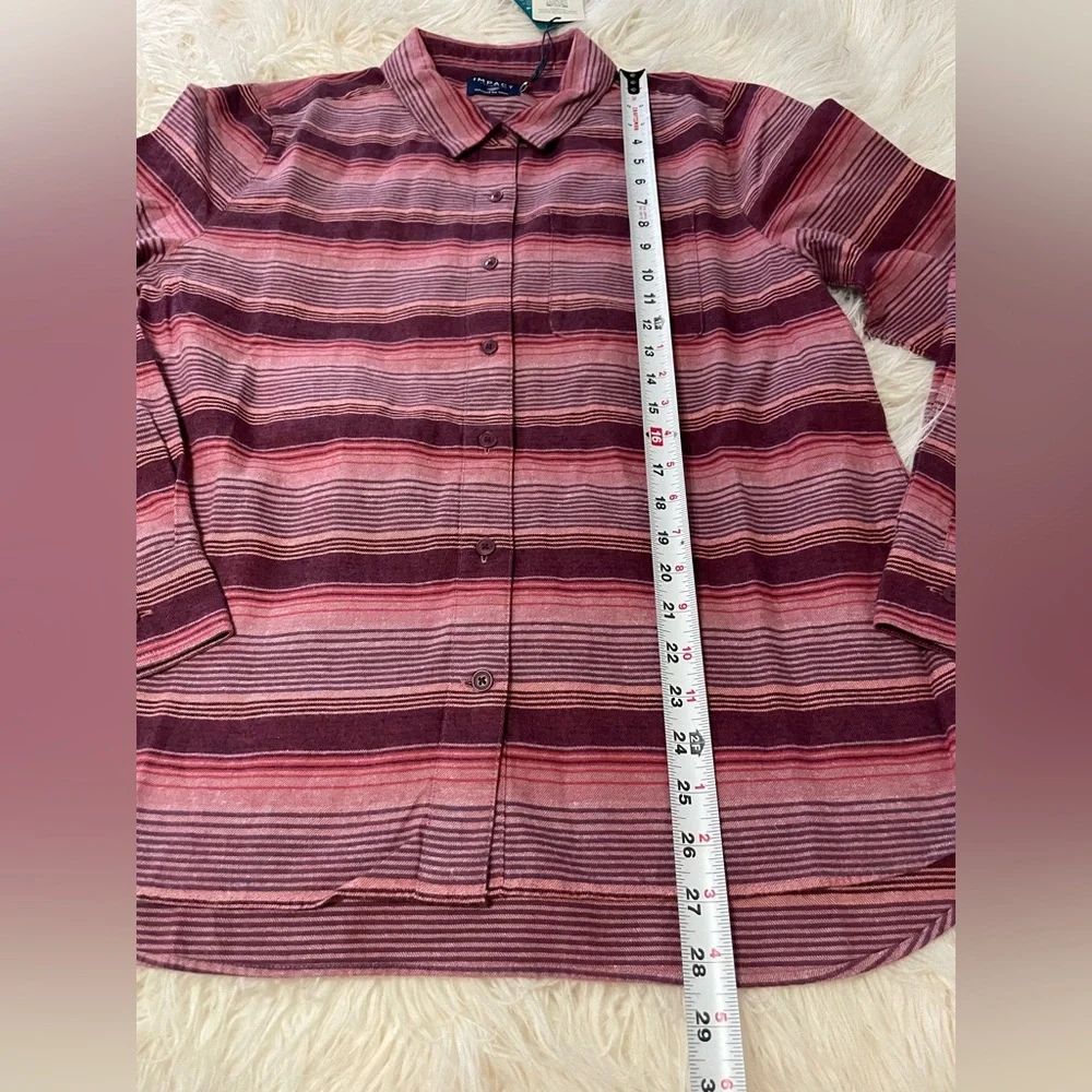 United by Blue women’s flannel sizes M & L organic cotton hemp red earth stripe - Picture 7 of 8